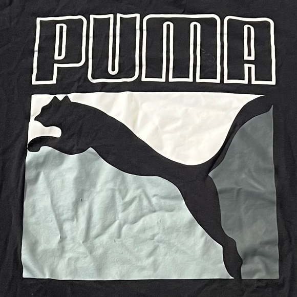 Puma Teen Men’s Small Black & White Athletic Short Sleeved T-Shirt - Picture 2 of 2
